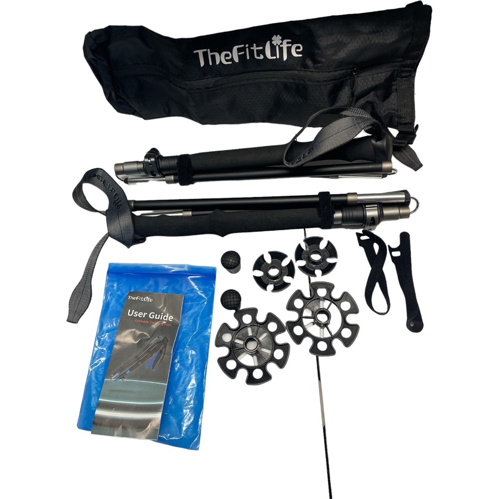The Fit Life Folding Hiking Backpacking Camping Poles W/11 Pieces 4'-5" Length